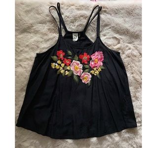 Anthropologie floral embroidered tank